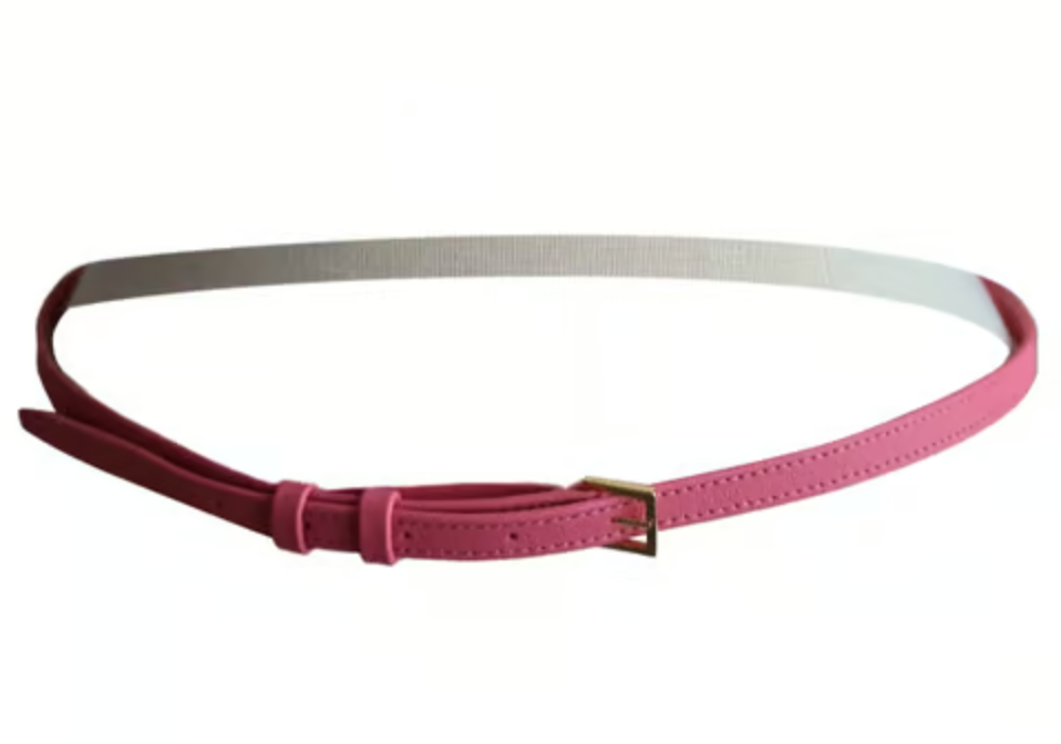 Elie Saab Thin Leather Belt in Light Pink
