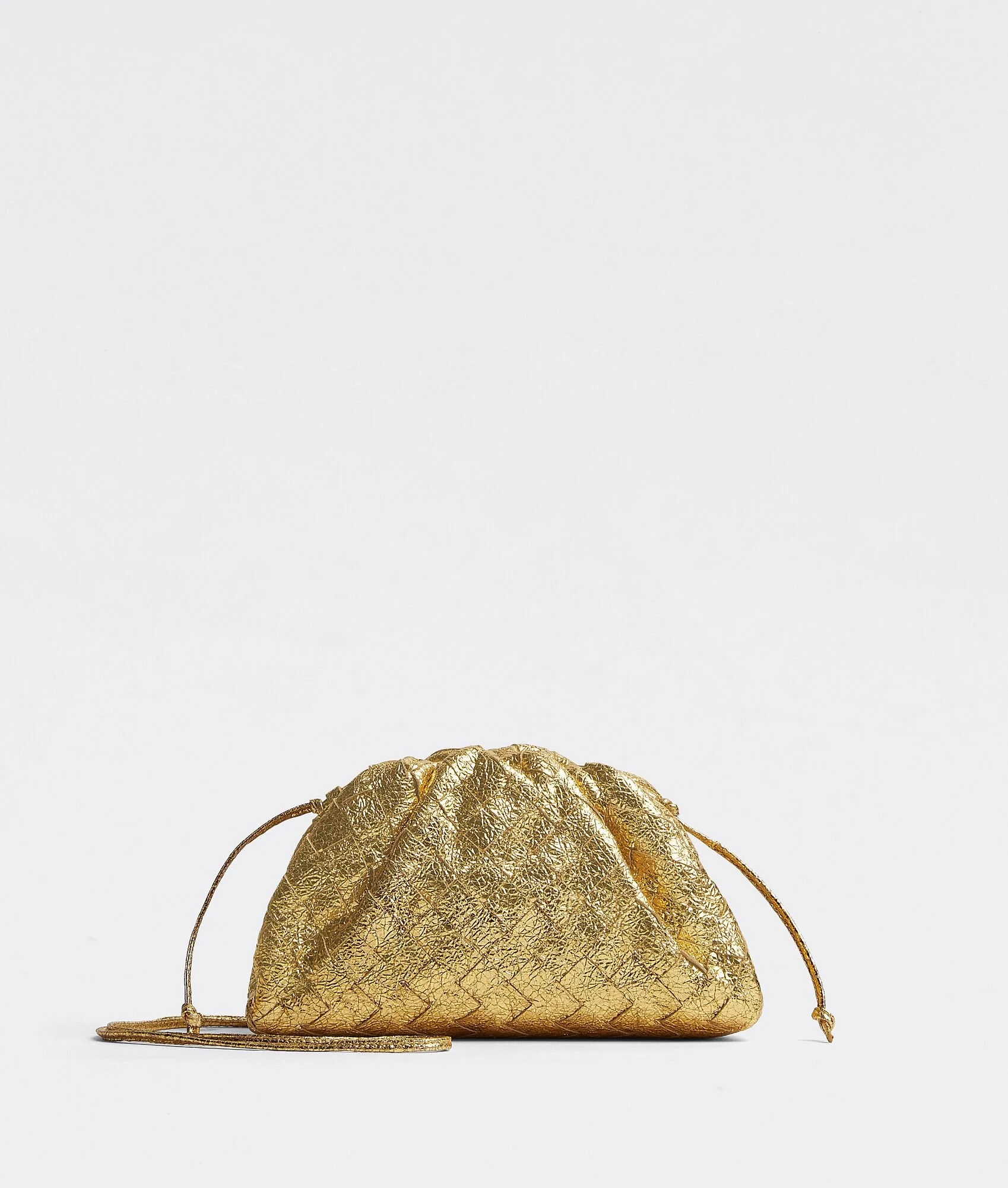 Bottega Veneta The Mini Pouch Bag in Gold Intrecciato