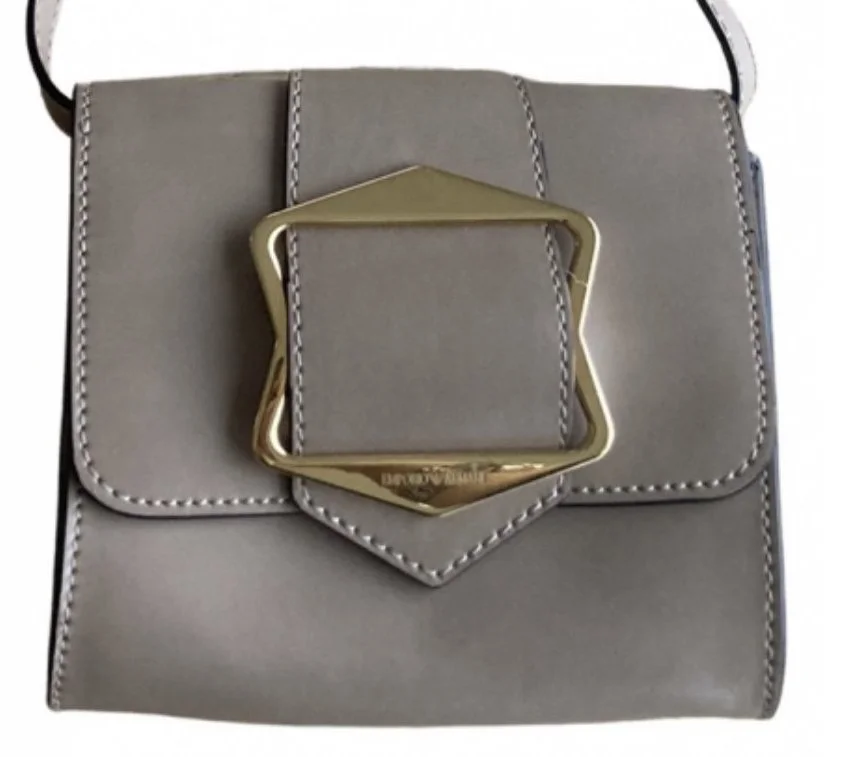 Emporio Armani Gold Buckle Leather Clutch