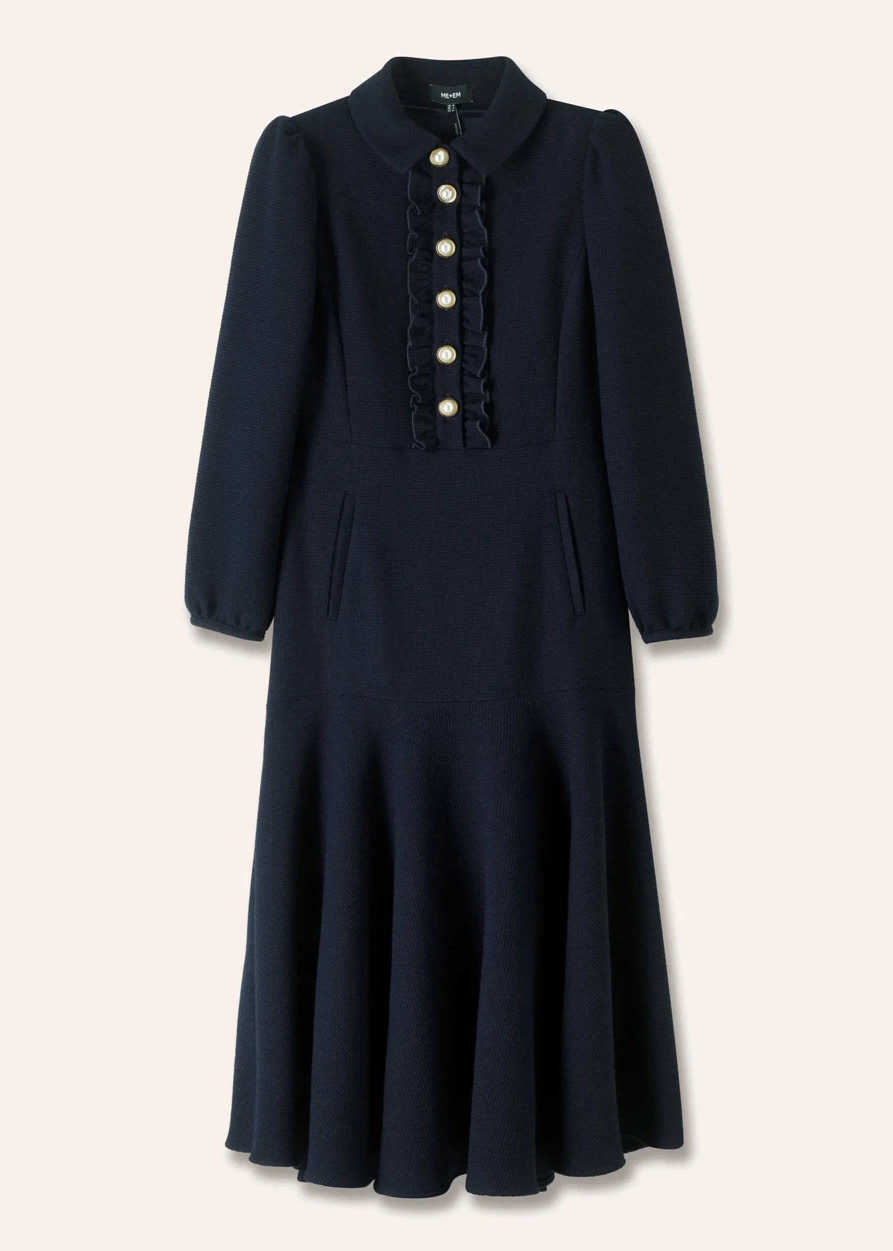 ME and EM Textured Tailoring Midi Fit and Flare Dress
