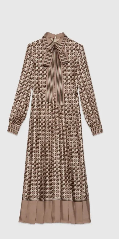 Gucci Round G Print Silk Dress