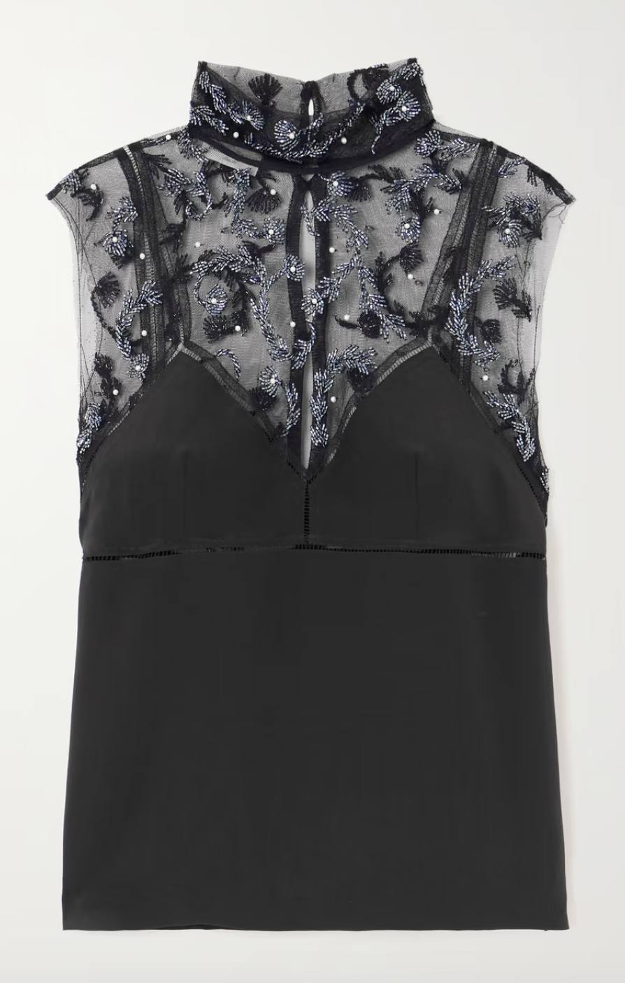 Dries Van Noten Embellished Tulle-Paneled Top