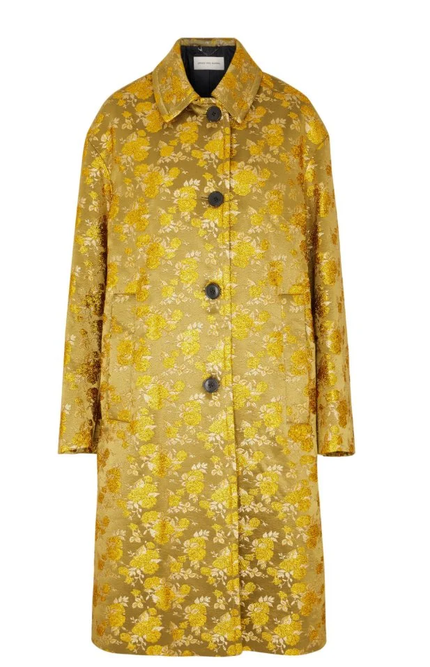 Dries Van Noten Rinks Coat in Natural Brocade