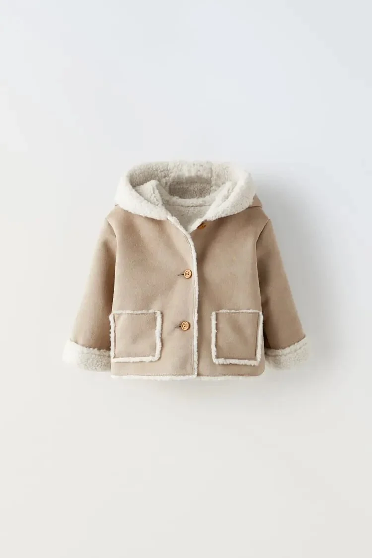 Zara Kids Double-Faced Jacket with Faux Shearling