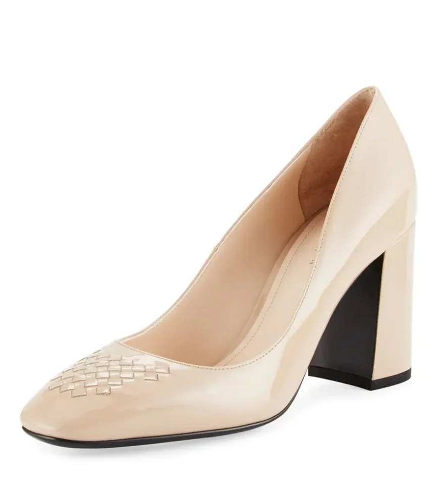 Bottega Veneta Intrecciato-Toe 80 Pumps in Nude