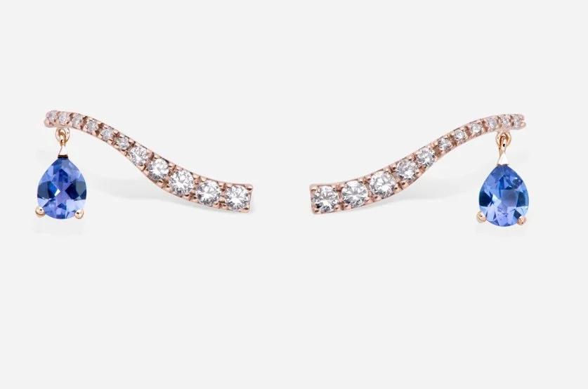 Gold & Roses Sasa Crawler Earrings in Rose Gold and Tanzanites