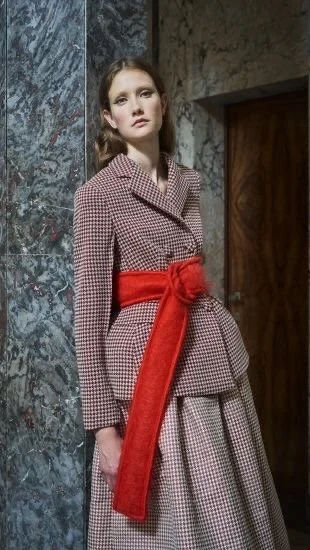 Natan Couture Double Breasted Houndstooth Blazer