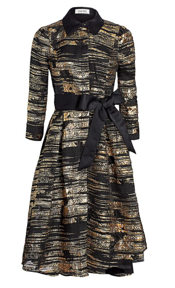 Teri Jon by Rickie Freeman Metallic Jacquard Fit &amp; Flare Dress