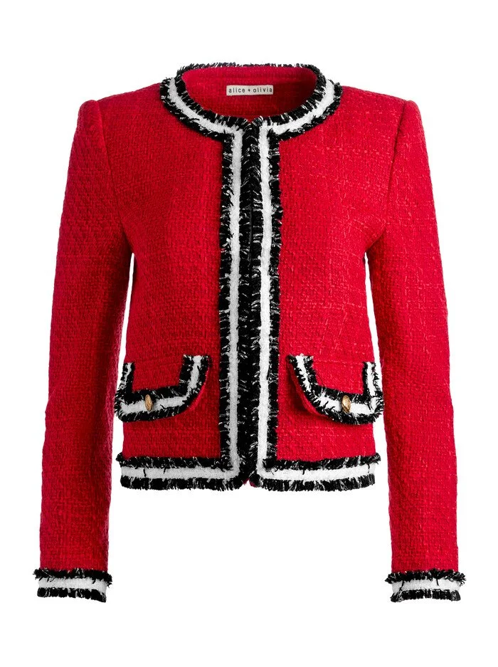 Alice + Olivia Landon Tweed Cropped Jacket