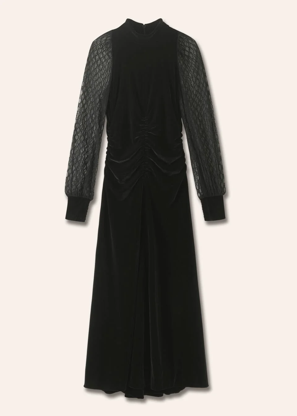 ME and EM Velour Lace Sleeve High Neck Dress