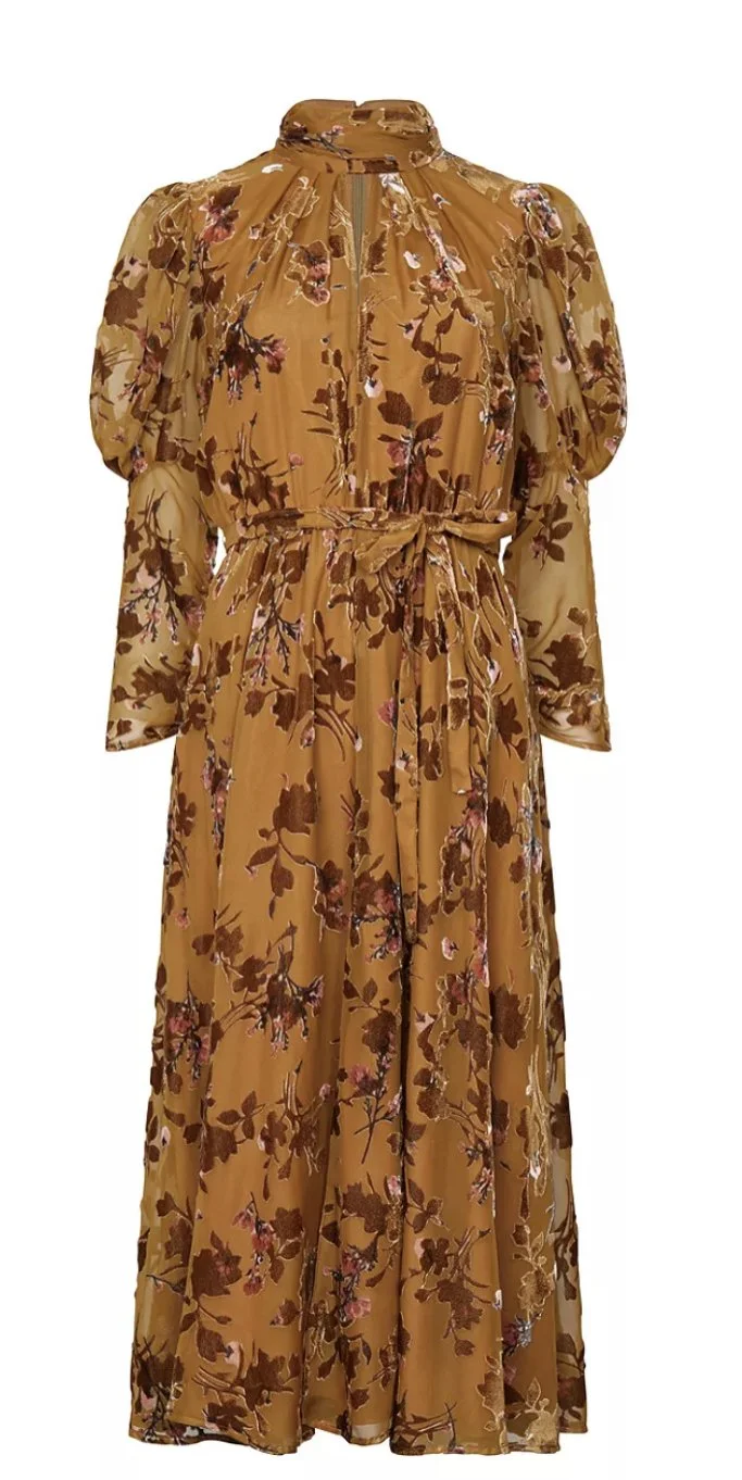 French Connection Guthern Burnout Floral Midi Dress