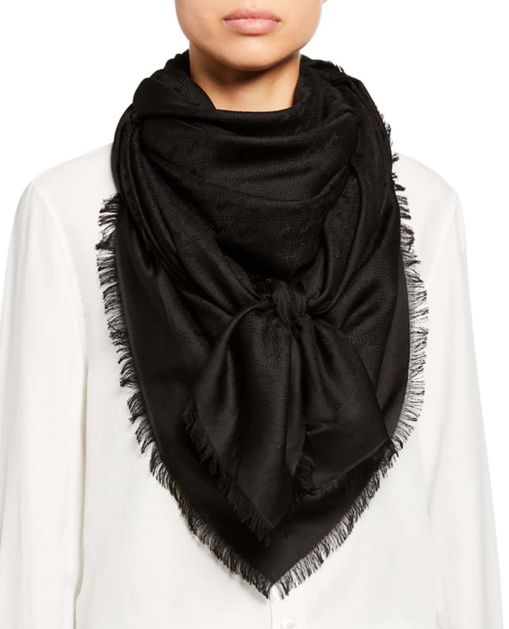 マフラー・ストール SAINT LAURENT Large `Cassandre` Scarf Saint Laurent Cassandre Logo Fringe Scarf — UFO No More
