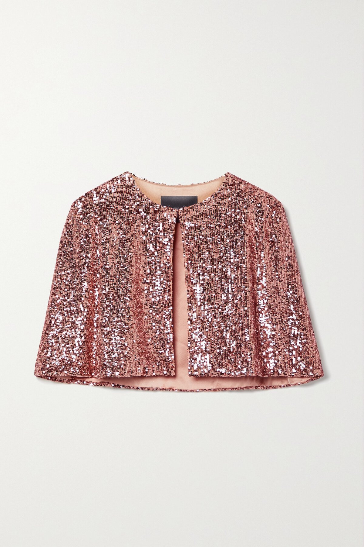 Monique Lhuillier Sequined Stretch-Tulle Cape in Rose Gold.jpg