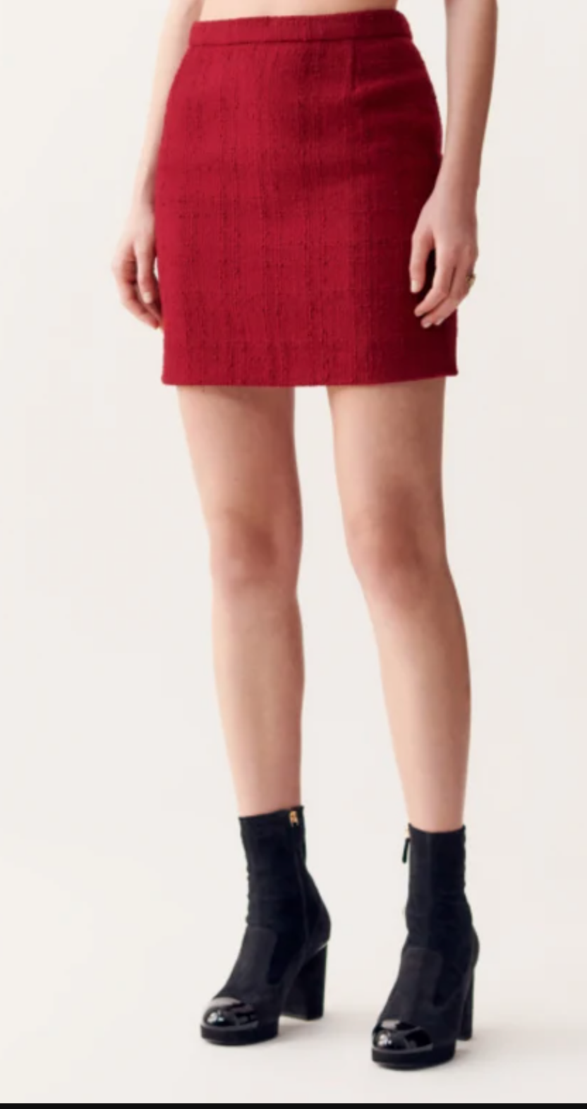 Chanel Wool Tweed Burgundy Skirt