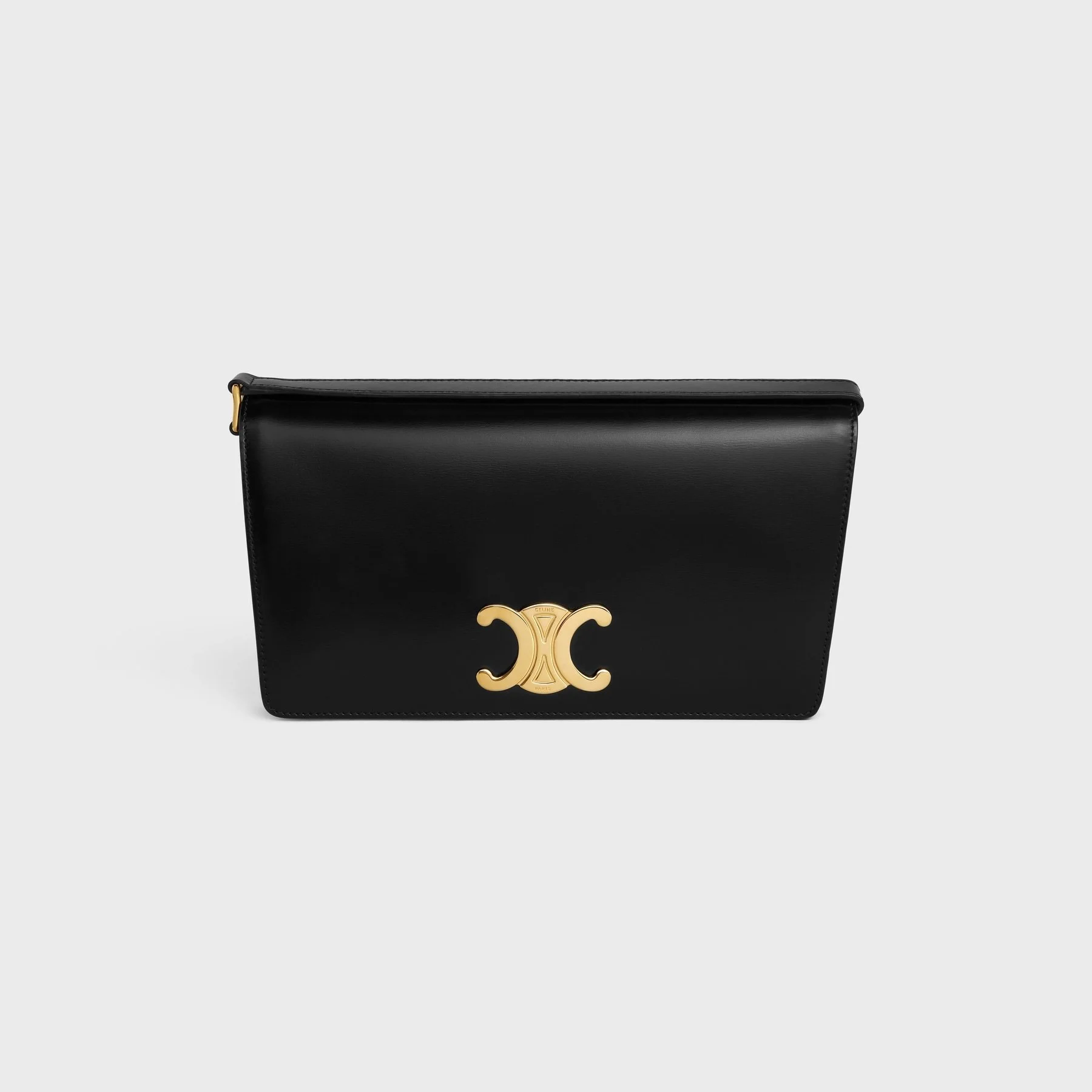 Céline Triomphe Shoulder Bag in Shiny Black Calfskin — UFO No More