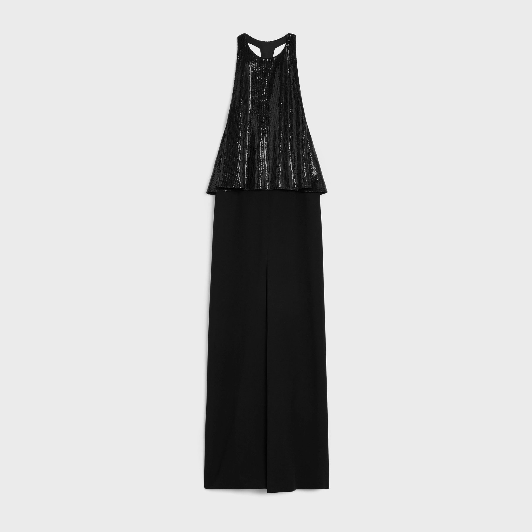 Céline Embroidered Column Dress in Black Satin-Lined Crepe.jpg
