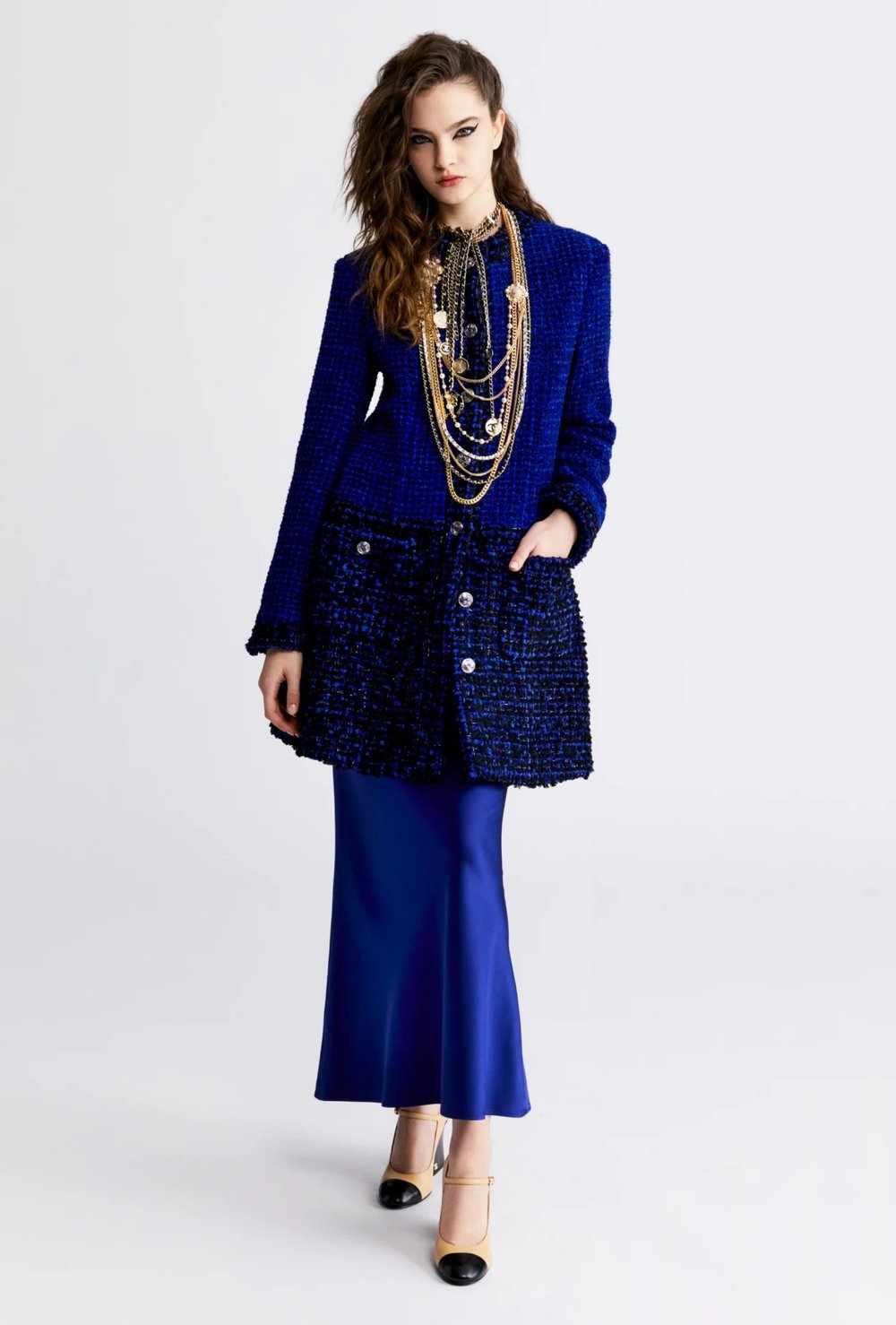 Chanel Silk Midi Skirt in Blue — UFO No More