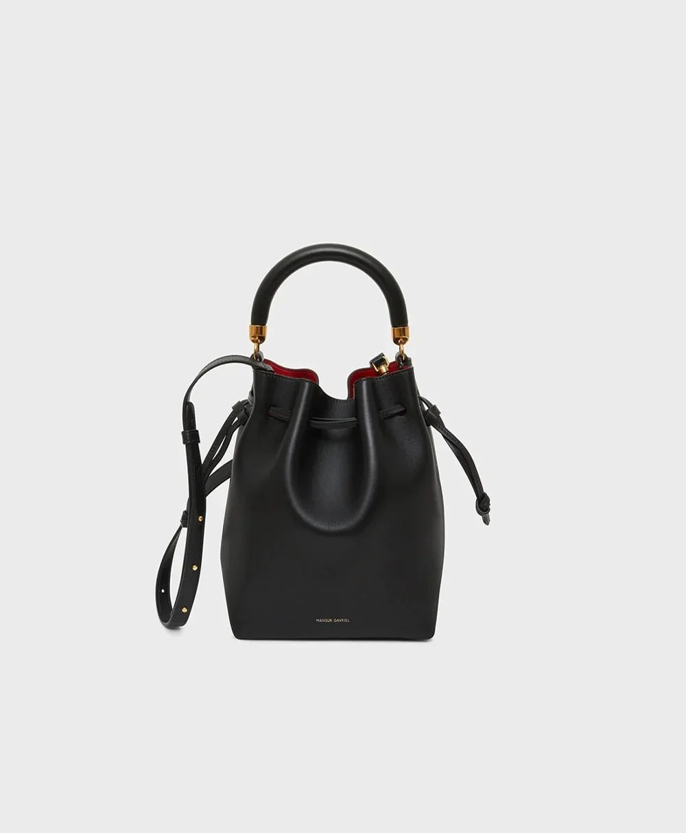 Mansur Gavriel Movimento Mini Bucket Bag in Black/Flamma