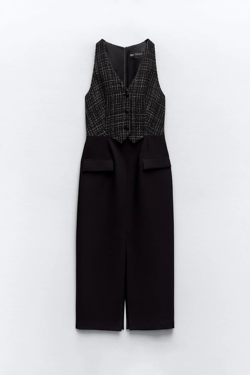 Zara Contrast Textured Dress