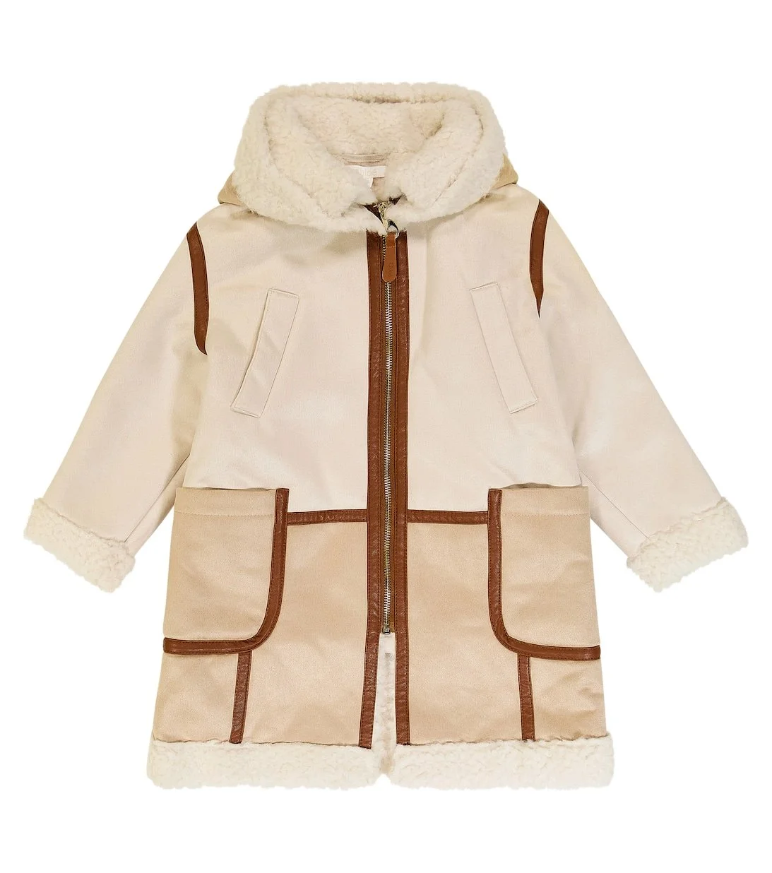 Chloé Kids Faux Shearling-Trimmed Coat