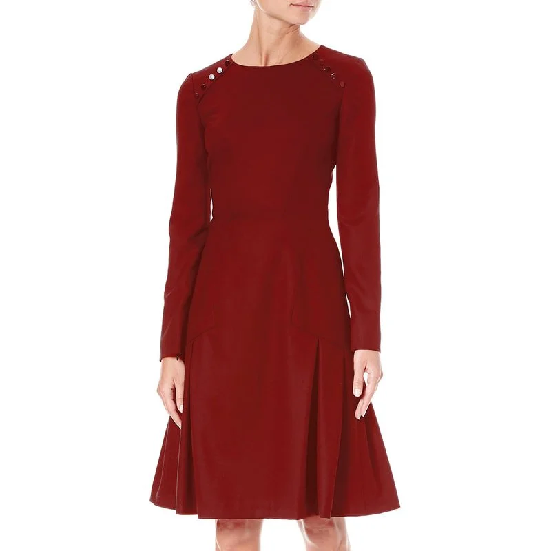 Carolina Herrera Buttons Detail Midi Dress in Red