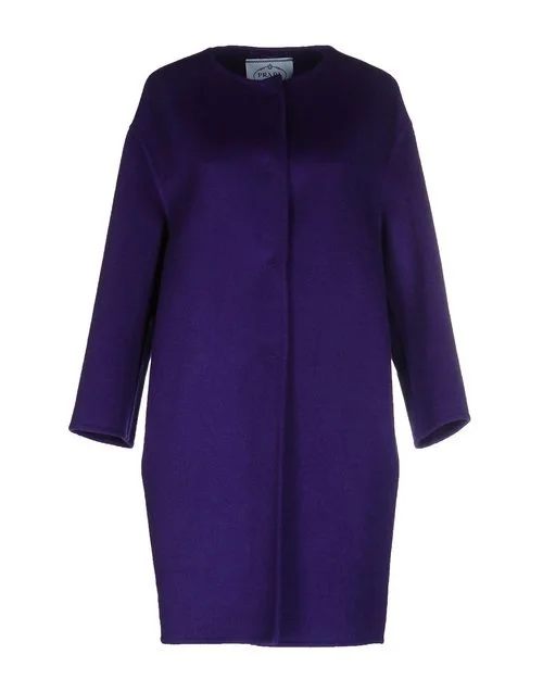 Prada Wool Cocoon Coat in Purple