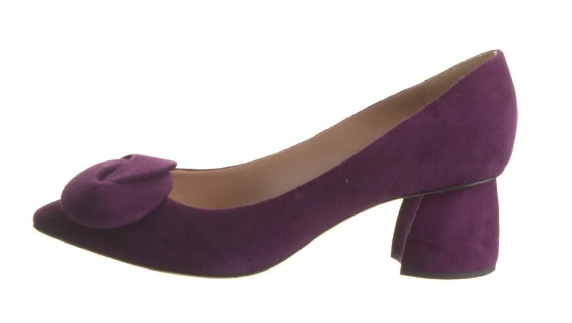 Emporio Armani Rosa Block Heel Pumps in Purple Suede