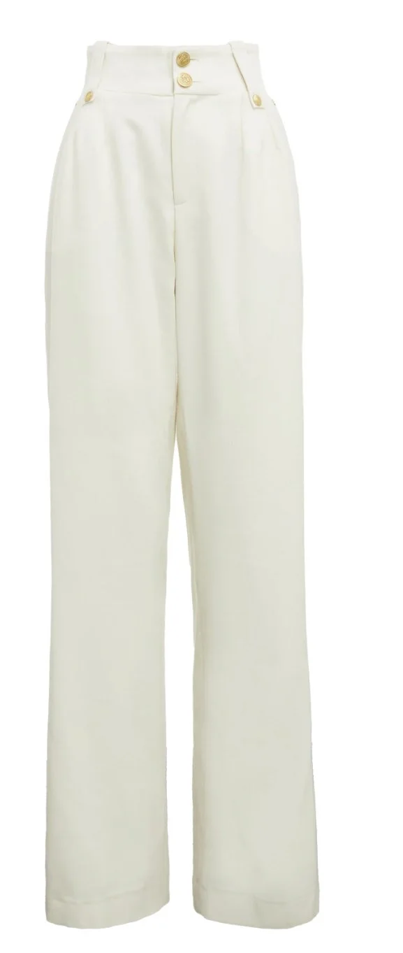 Holland Cooper High Waisted Straight Trousers in Ivory