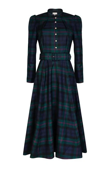 Beulah London Ahana Long-Sleeve Dress in Tartan
