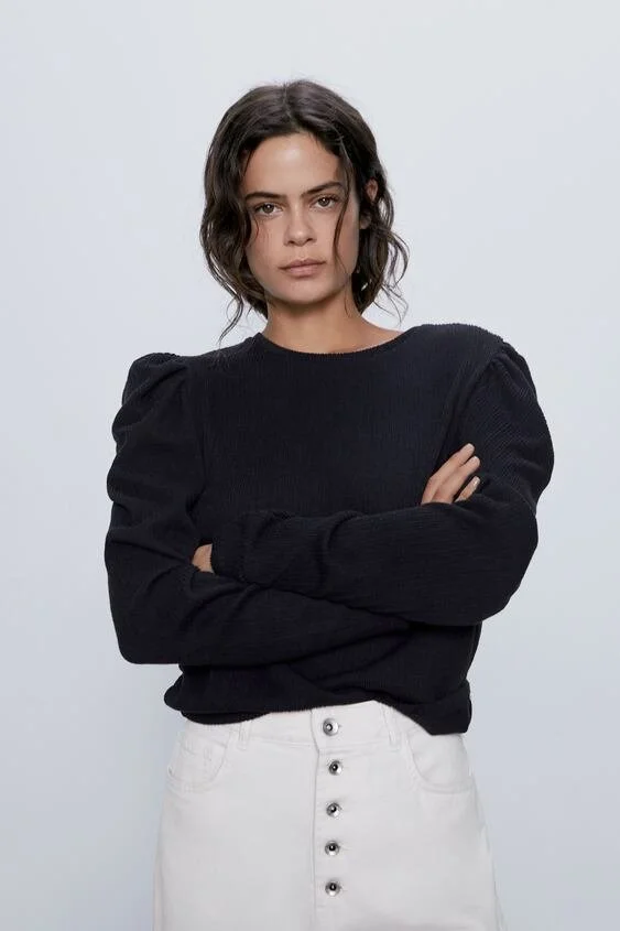 Zara Black Sweater Puff Sleeve Sweater Zara LAST 1! BLOGGERS