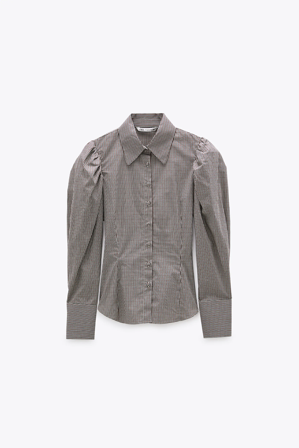 Zara Plaid Puff-Sleeve Shirt.png