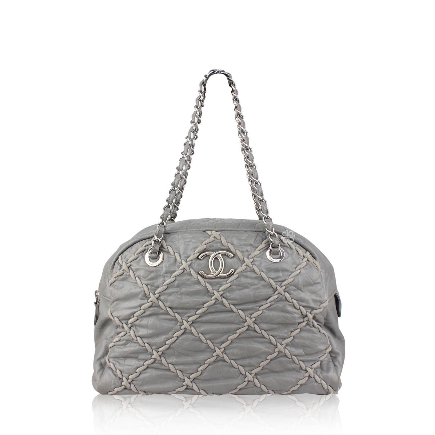 Chanel Bubble Bowler Bag in Grey Quilted Lambskin.jpg