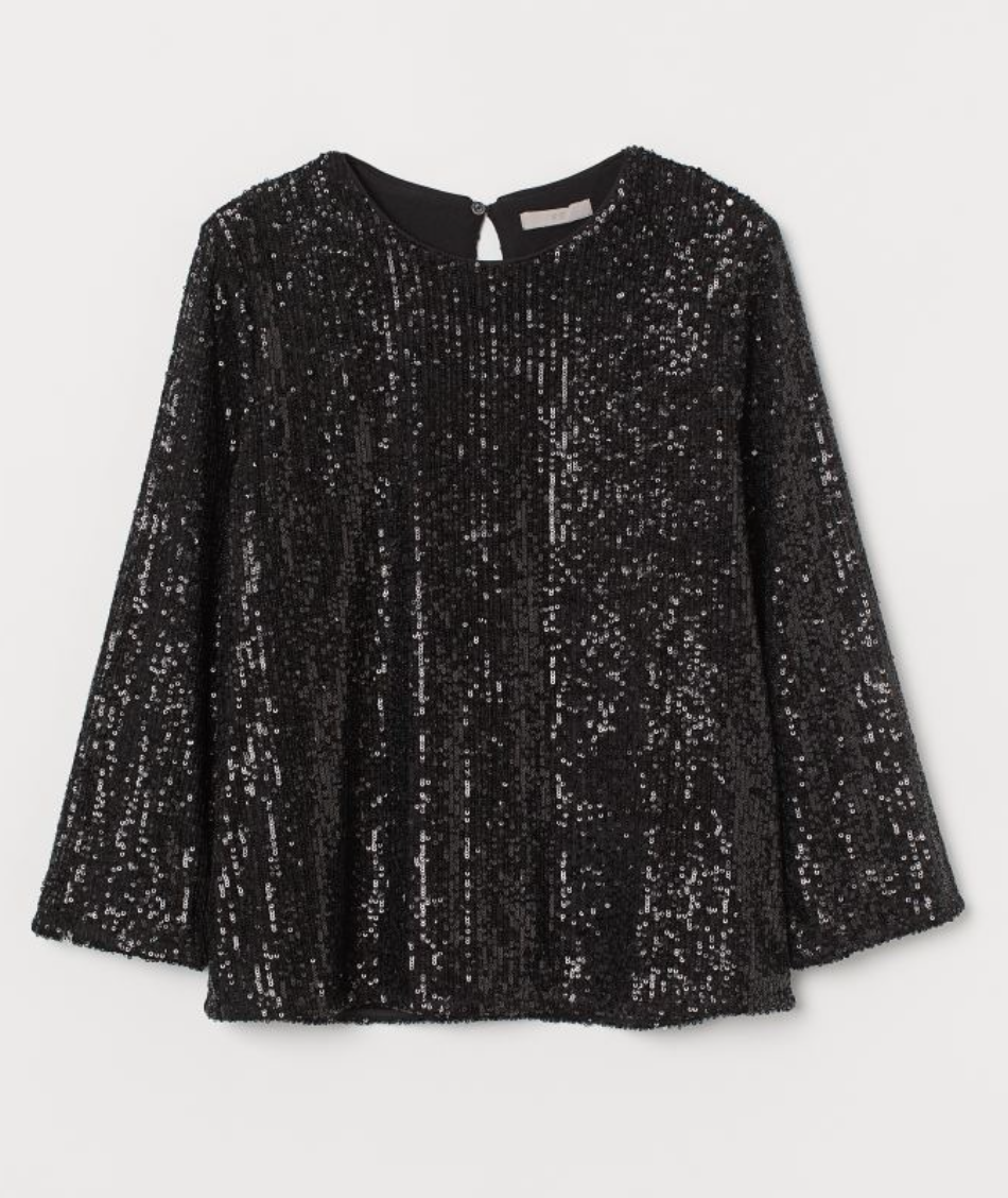 H&amp;M 3/4-sleeve Sequins Top