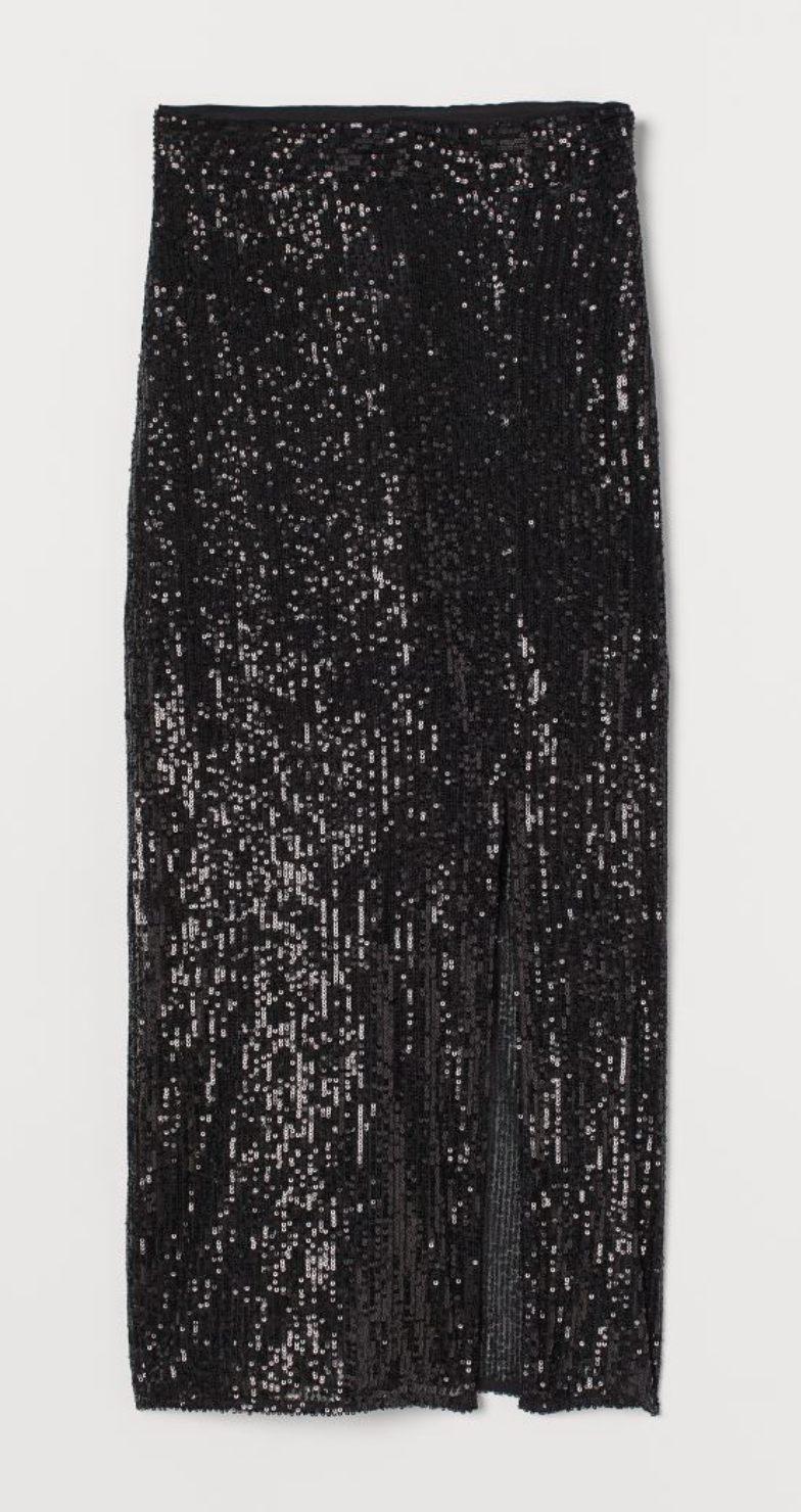 スカート Front Slit Sequin Embroidered Skirt H&M Slit-front Sequined Skirt — UFO No More