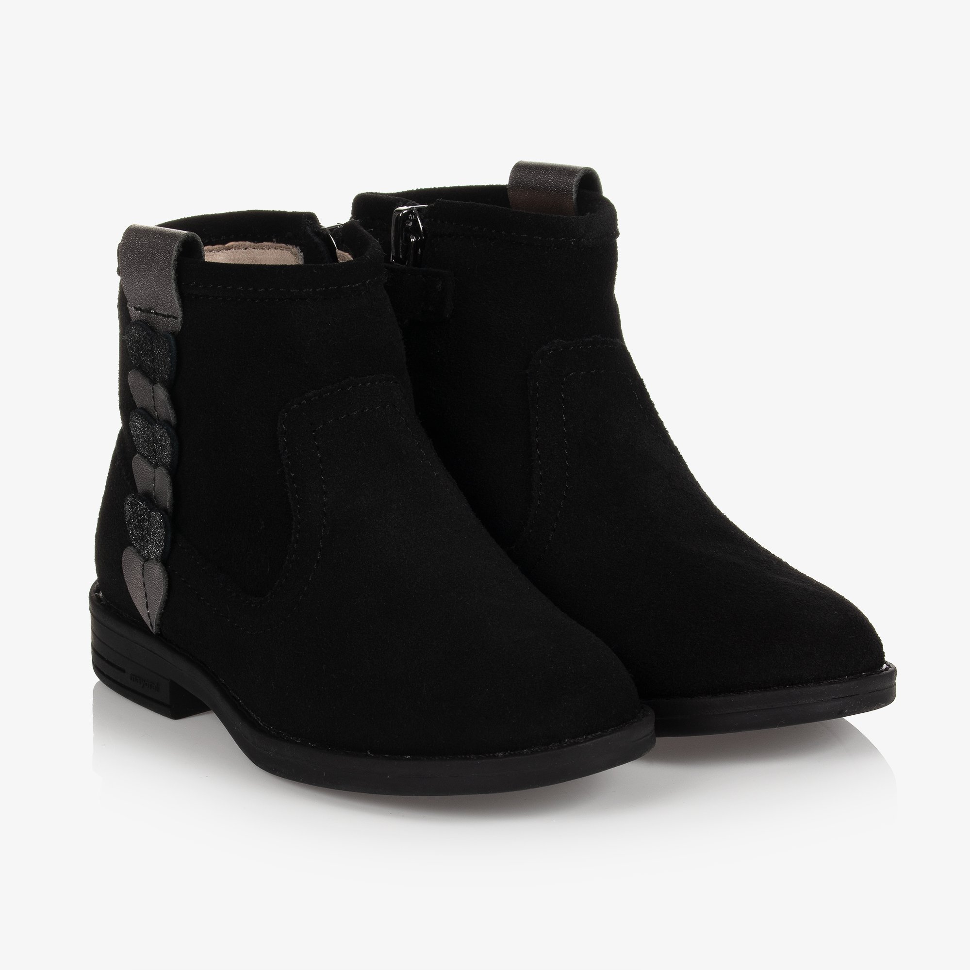 Mayoral Heart-Trim Ankle Boots in Black Suede.jpg