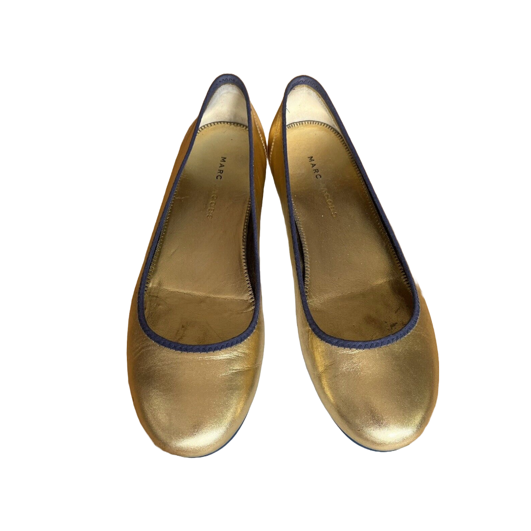 Marc by Marc Jacobs Metallic Ballet Flats in Gold.png