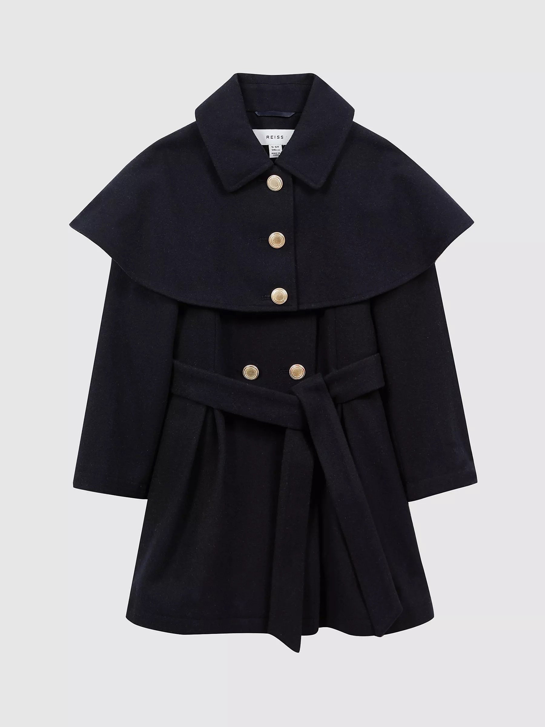 Reiss Kids' Rose Shoulder Cape Coat in Navy.jpg