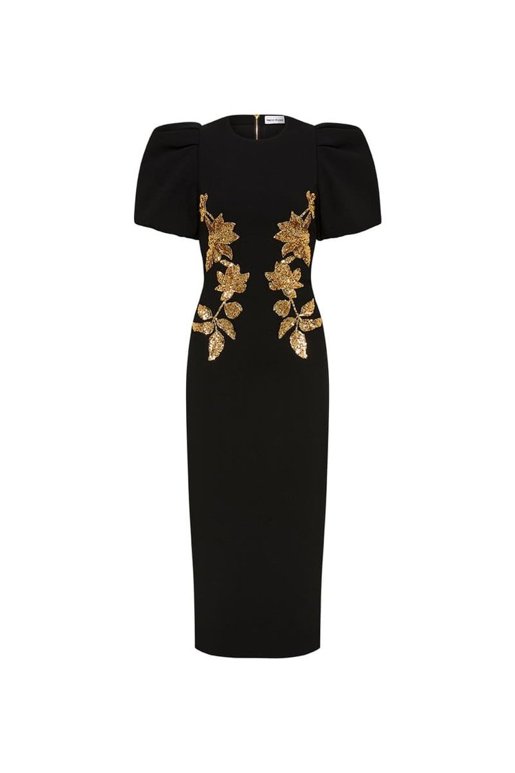 Self Portrait Cord Lace Bow Midi Dress in Black  UFO No More