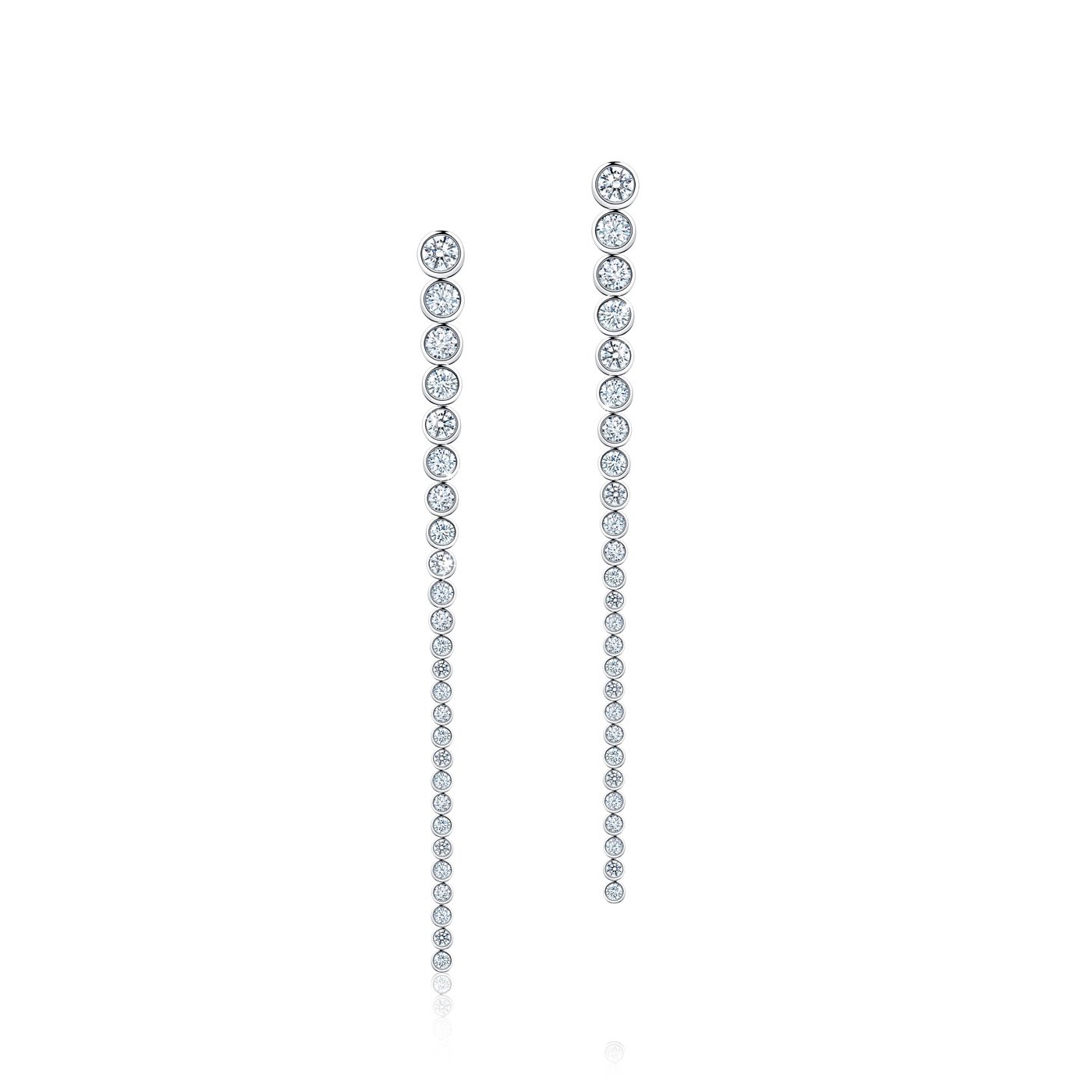 Calleija Graduating Bezel Set Verticle Row Diamond Drop Earrings in 18ct White Gold.jpg