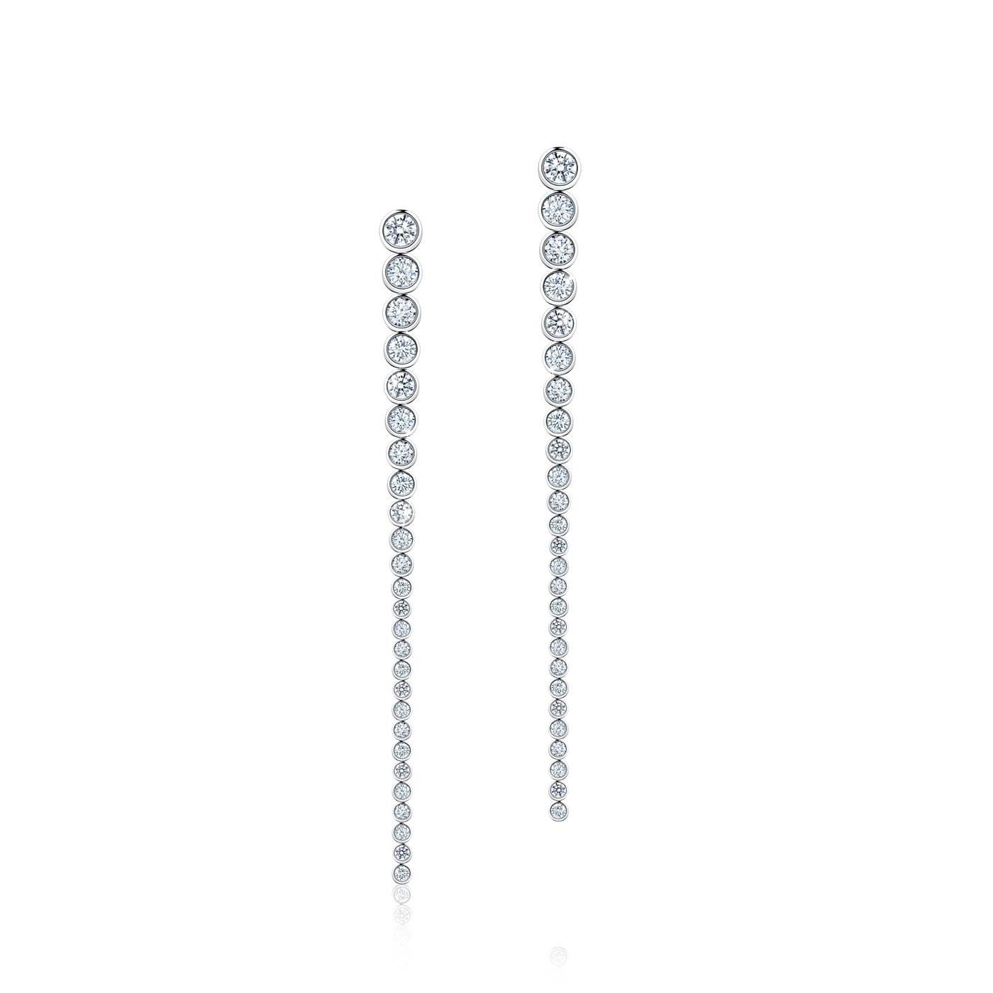 Calleija Graduating Bezel Set Verticle Row Diamond Drop Earrings in 18ct White Gold