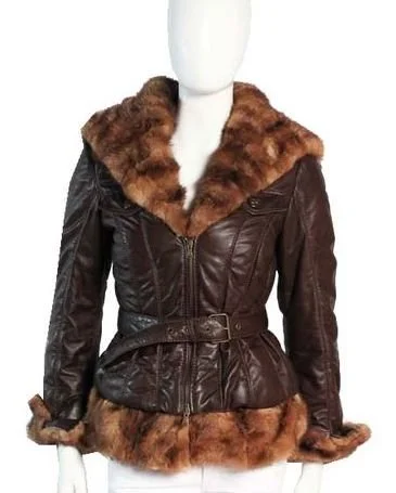 Flora Smith Leather and Mink Fur Coat Jacket