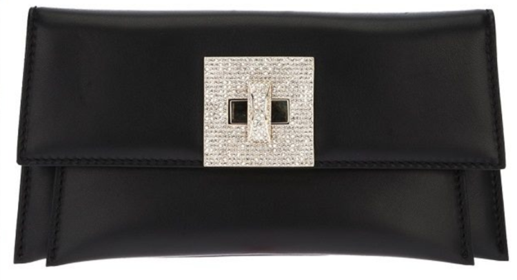 Valentino Embellished Satin Clutch in Black