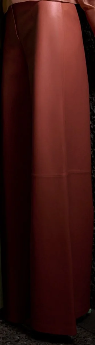 Natan Couture Dipped Lamb Leather Wide Trousers in Terracotta