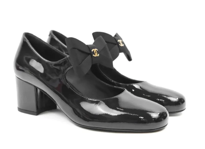 Chanel CC Ribbon Mary Janes Pumps