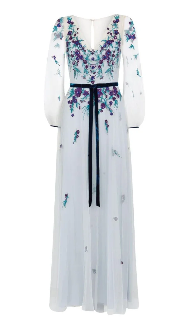 Marchesa Notte Floral Beaded Gown