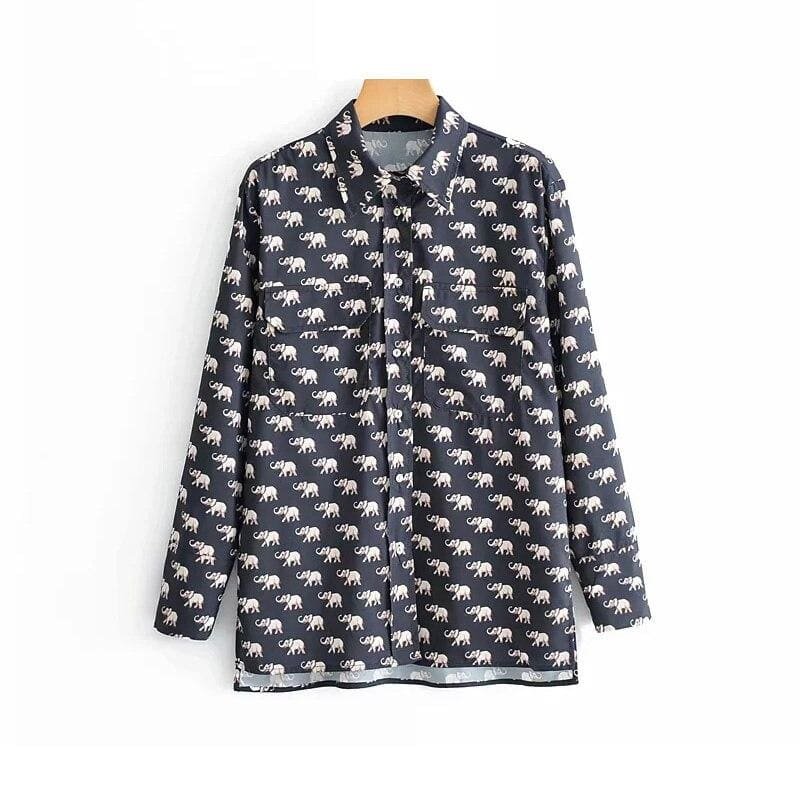 Zara Elephant Print Shirt in Black