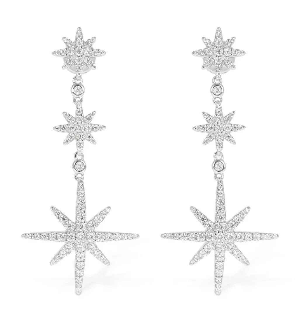 APM Monaco Triple Meteorites Crystal Drop Earrings