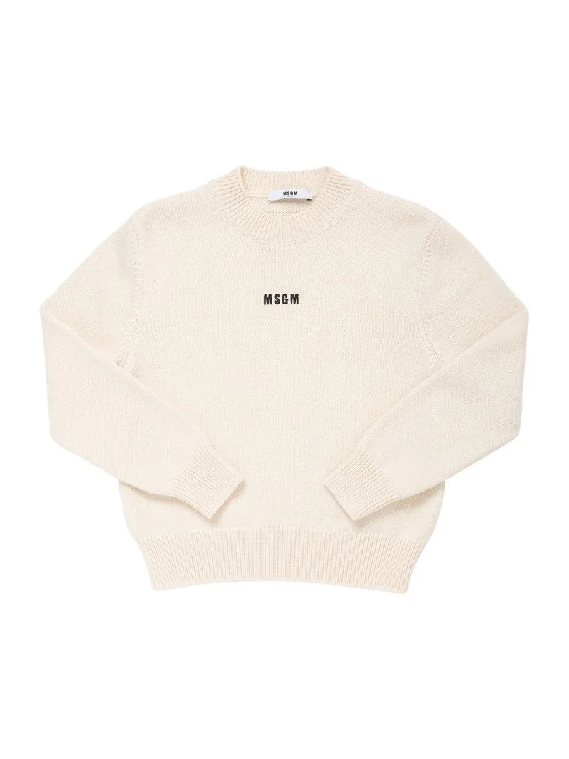 MSGM Kids Wool Blend Sweater with Logo