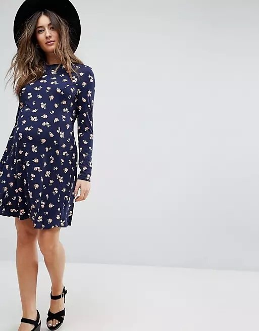 ASOS Maternity Mini Skater Dress in Ditsy Floral.jpg