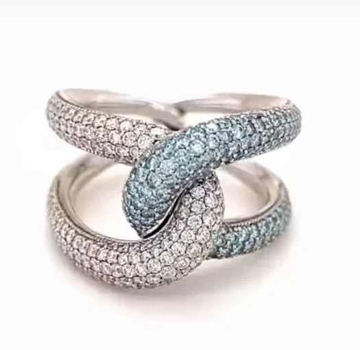 LWL Jewelry Click Ring in Brown and White Diamonds